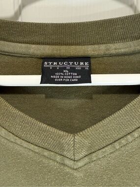 Structure Men's V-Neck Sweater in Olive Green